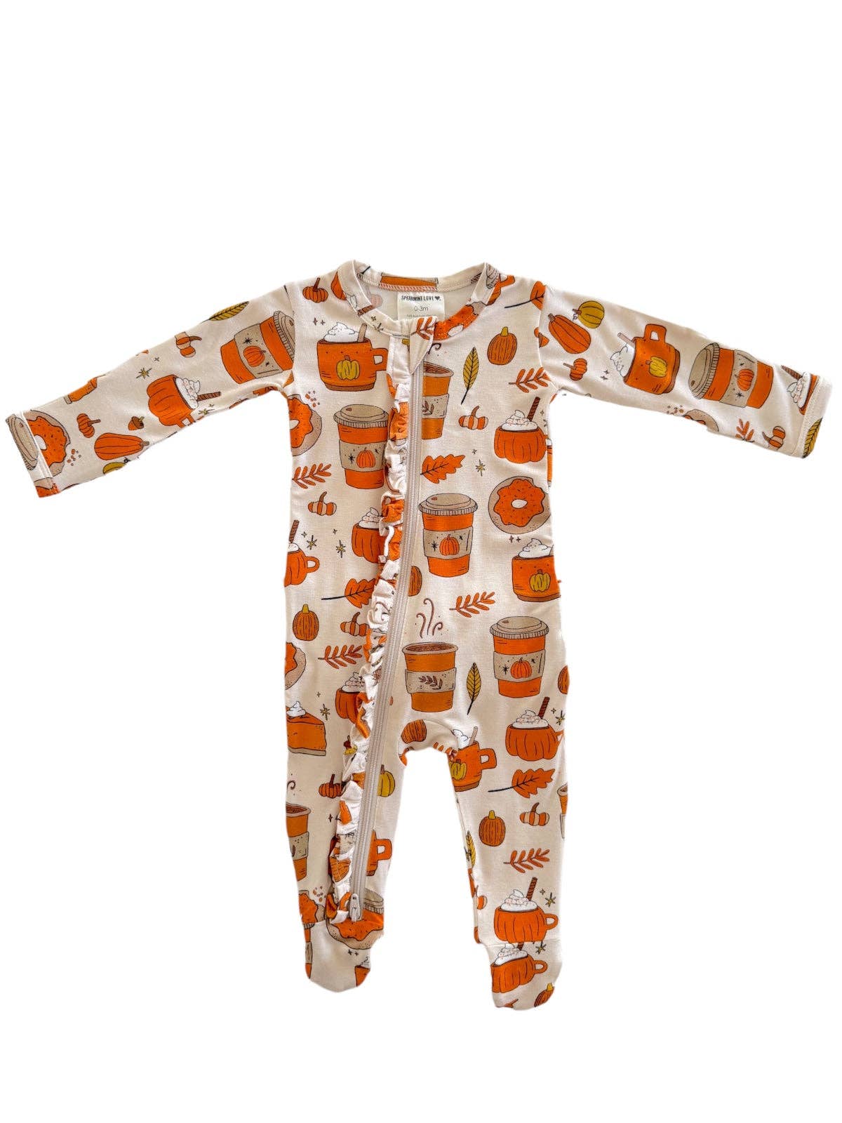 2-Way Ruffle Zip Footie | Pumpkin Spice Latte