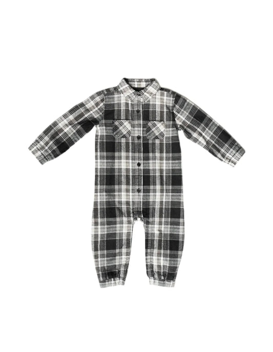 Flannel Romper | Grey Plaid