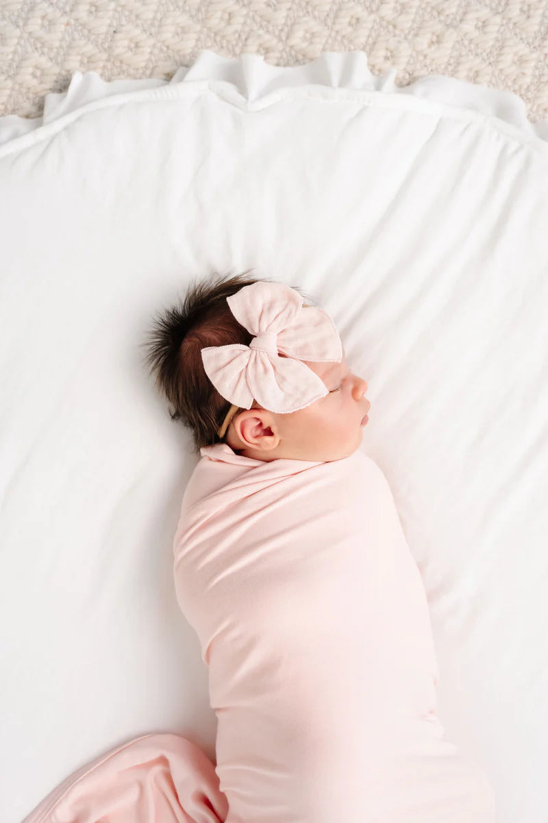 Blush Cloud Muslin Heirloom Bow | Nylon Headband