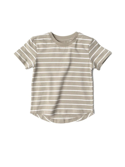 Pinstripe Tee | Khaki Green & White