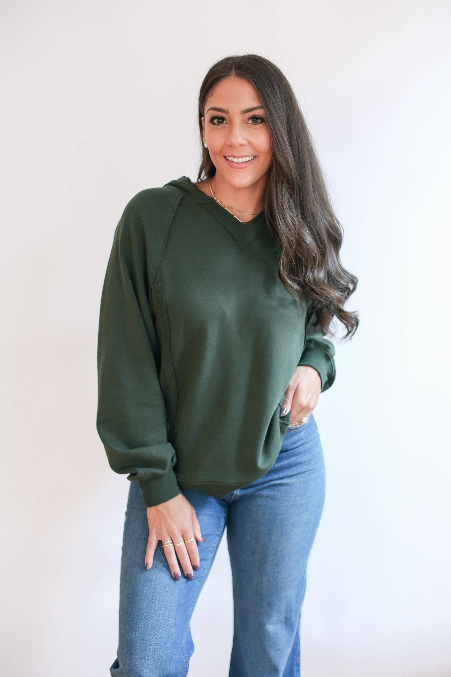 Vertical Zip Breastfeeding Hoodie | Forest Green