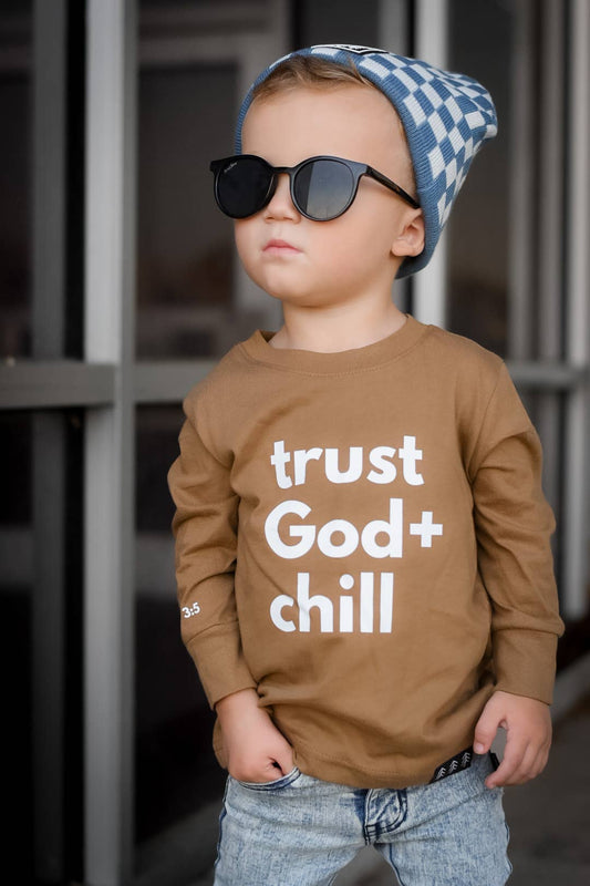 Trust God + chill | Brown Long-sleeve Tee