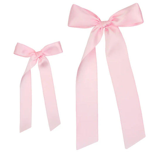 Baby Pink Satin Bow | Baby Pink Sash Clip