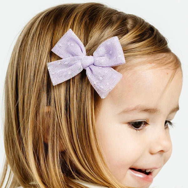 Tulle Bow | Lavender Dot Clip