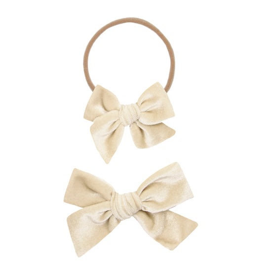 Velvet Nylon Bow | Latte