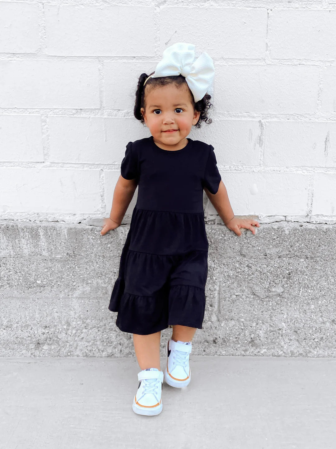 Tiered Jersey Dress | Black