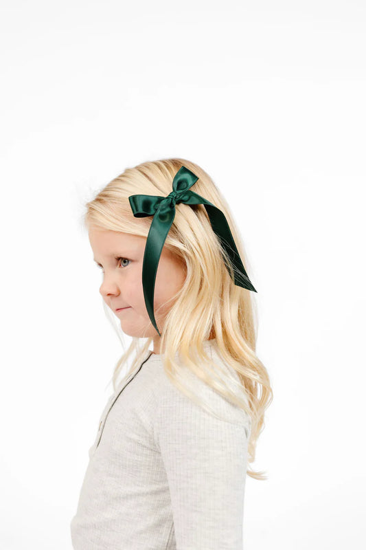 Evergreen Satin Bow | Sash Alligator Clip