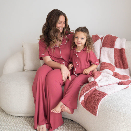 Women's Flare Bamboo Pajama Set | Berry Ribbed