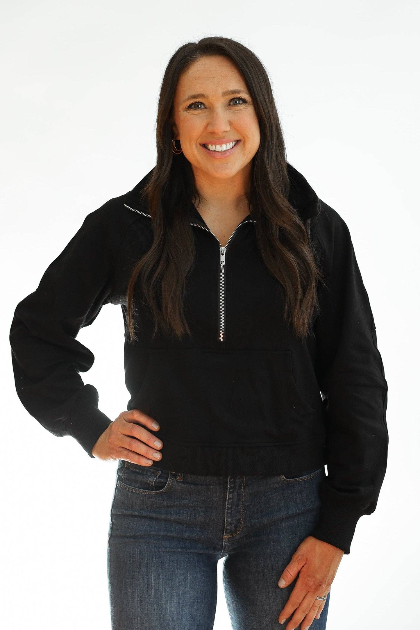 Oversized Three Zip Breastfeeding Sweatshirt | Black