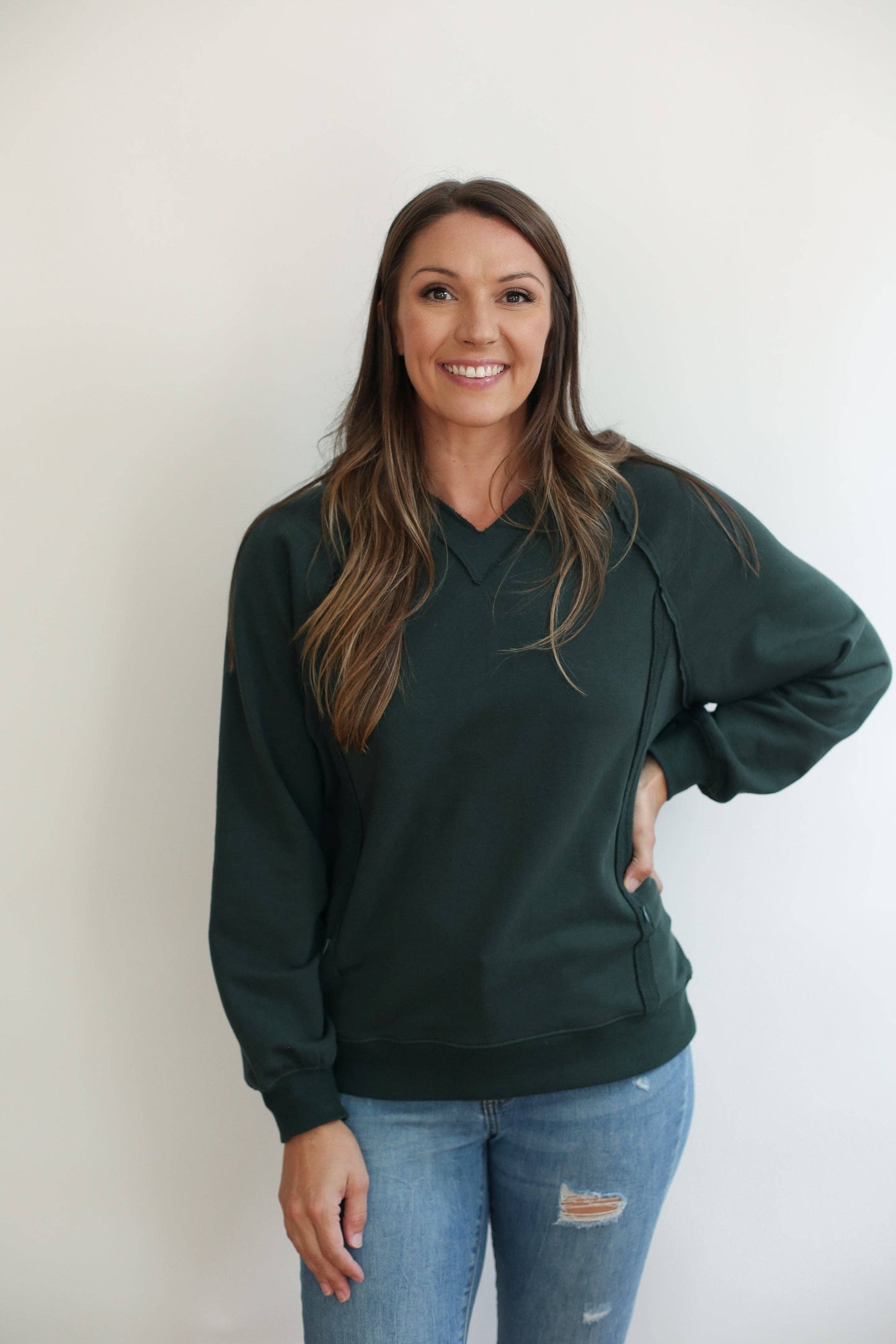 Vertical Zip Breastfeeding Hoodie | Forest Green