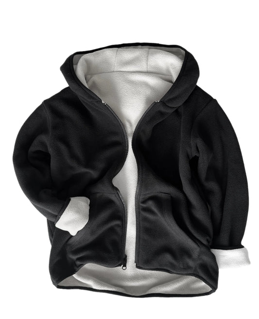 Reversible Fleece Zip Hoodie | Black & Frost