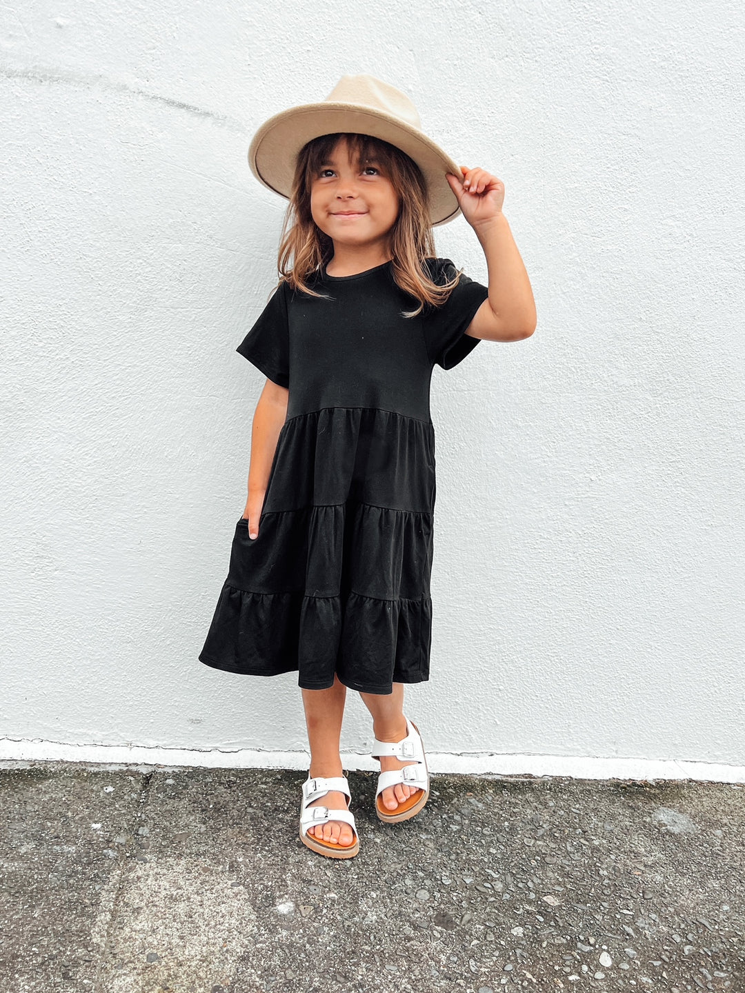 Tiered Jersey Dress | Black