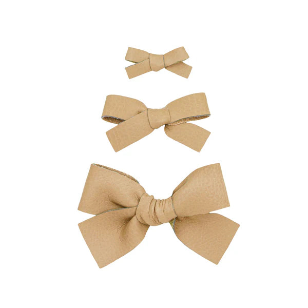 Leather Bow Hair Clip | Tan