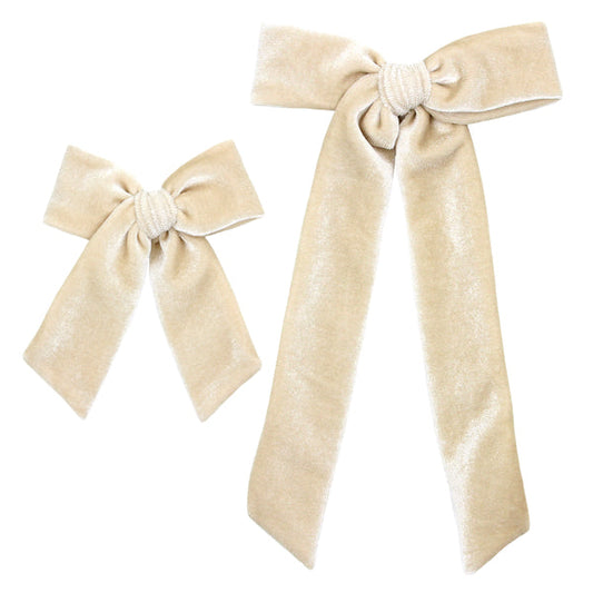 Latte Velvet Bow | Sash Clip