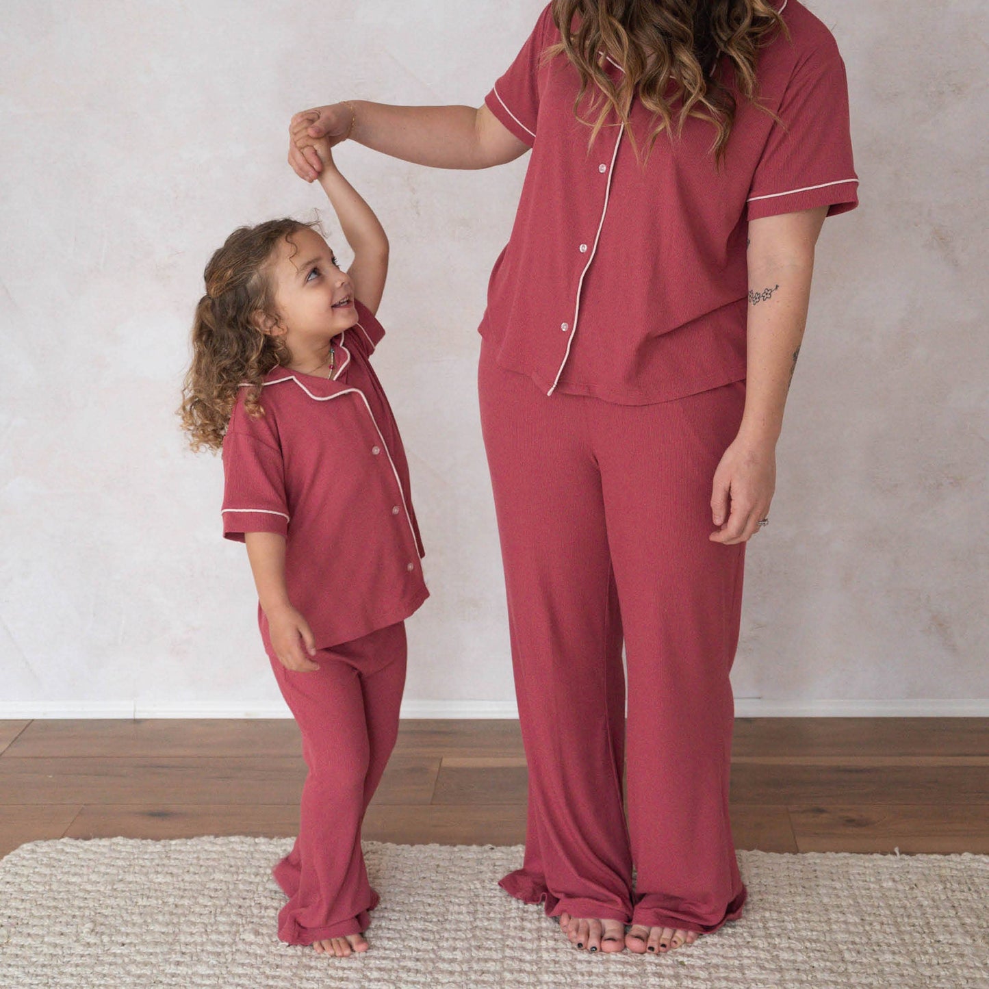 Girl's Flare Bamboo Pajama Set | Berry Ribbed