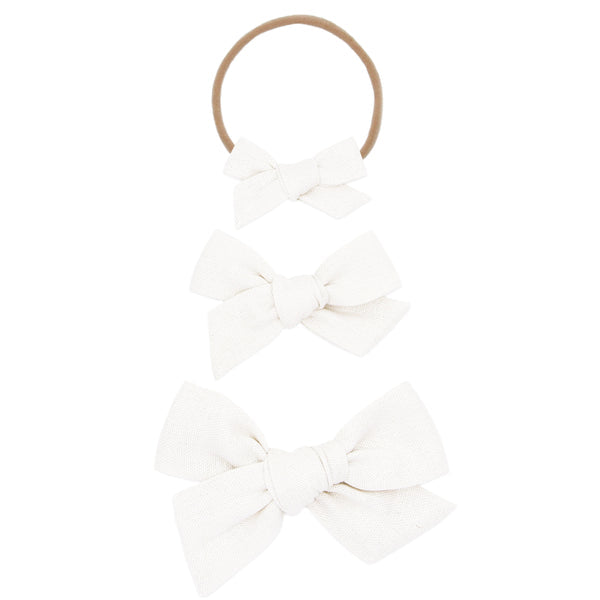 Linen Bow Nylon Headband | White