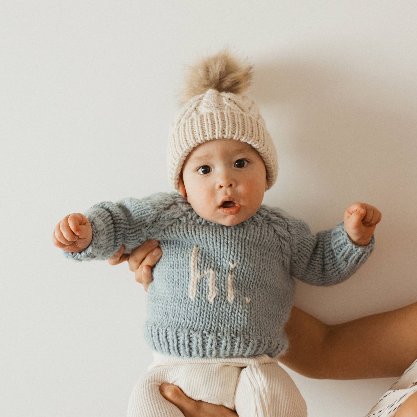 hi. Crew Neck Sweater | Surf blue