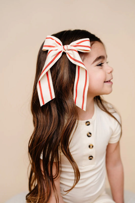 Red Stripe Sash Bow | Clip