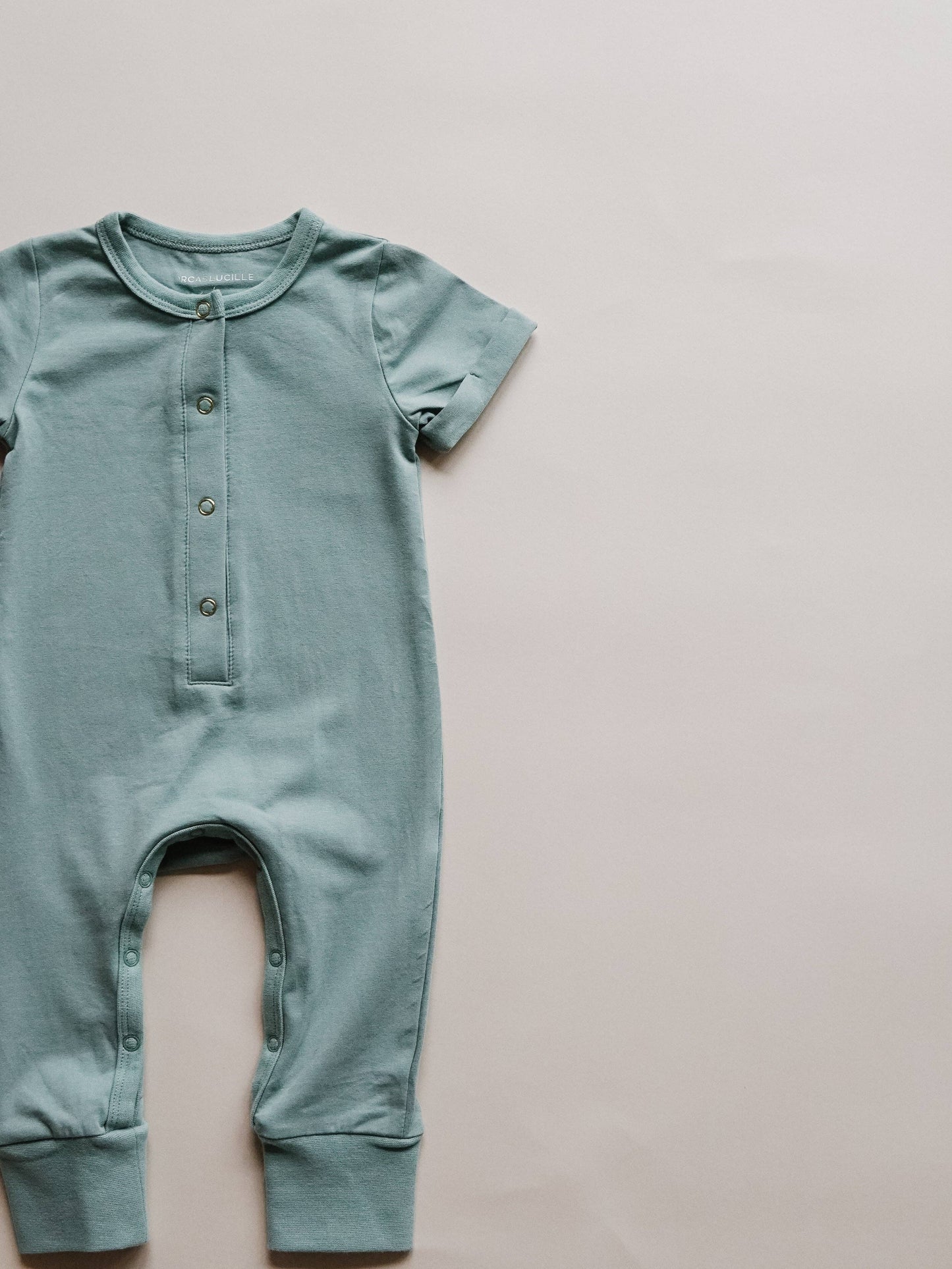 Short Sleeve Henley Romper | Sea Blue