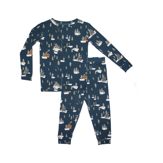 Ribbed Two-Piece Bamboo Pajama Set | Snowy Village