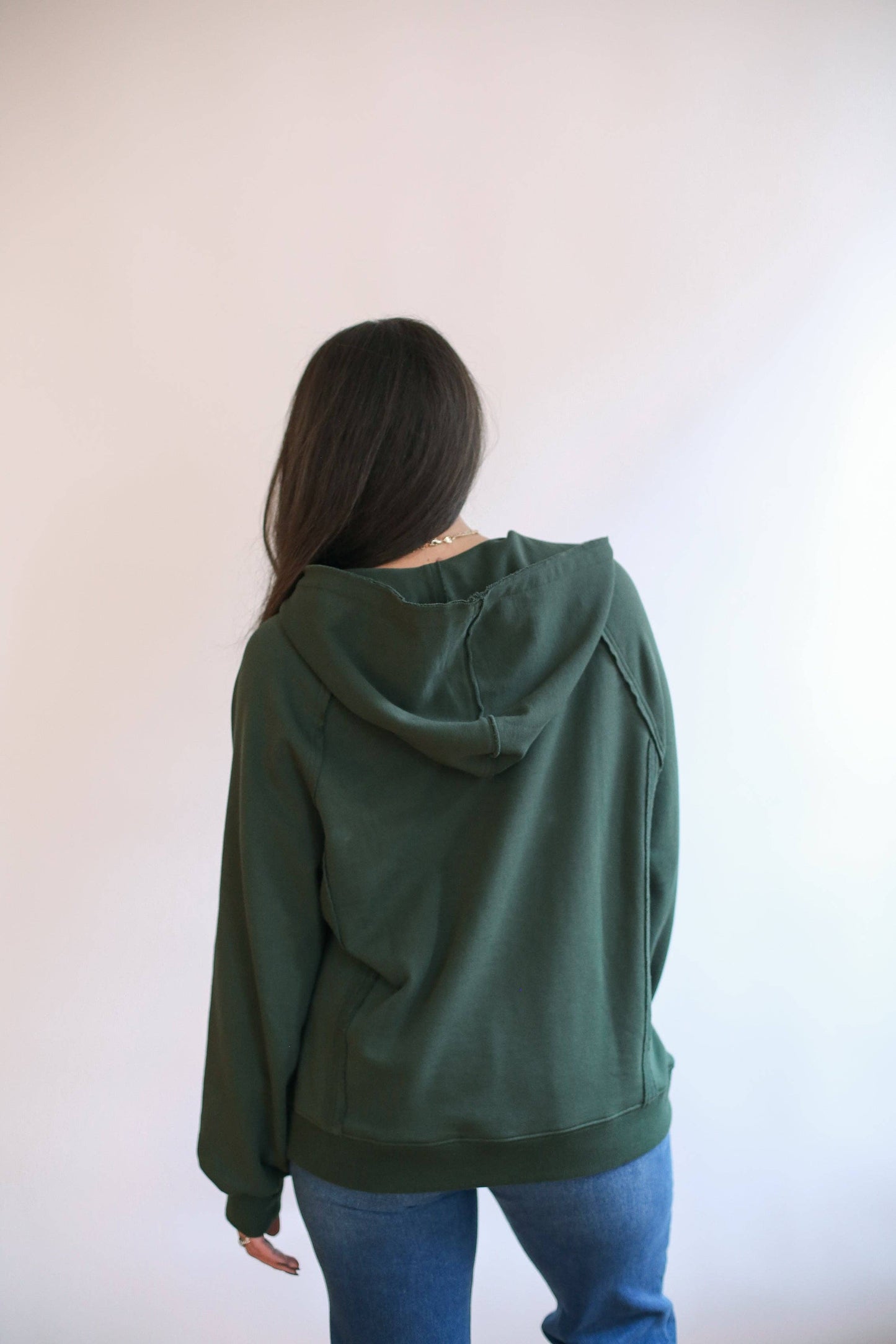 Vertical Zip Breastfeeding Hoodie | Forest Green