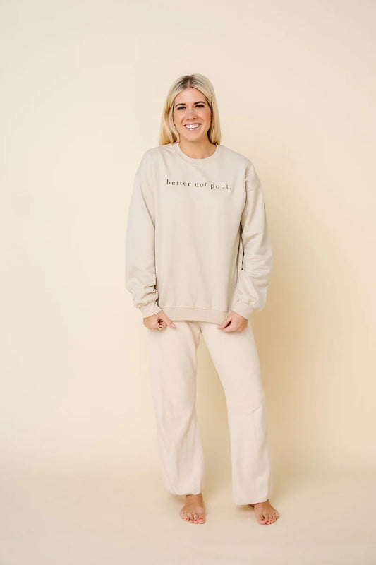 better not pout | Women's Holiday Pullover | Warm Cream (by Lou Lou)