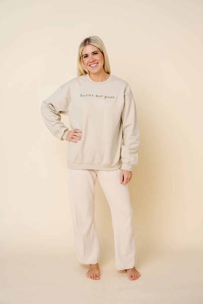 better not pout | Women's Holiday Pullover | Warm Cream (by Lou Lou)