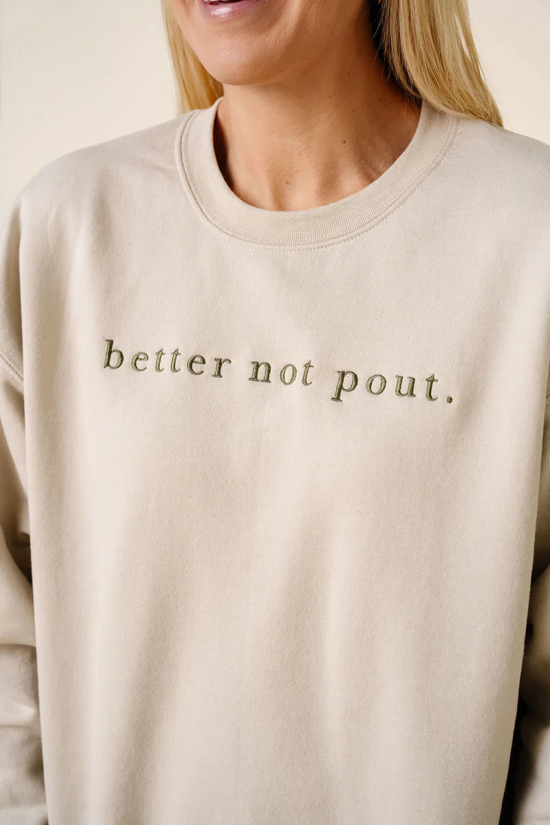 better not pout | Women's Holiday Pullover | Warm Cream (by Lou Lou)