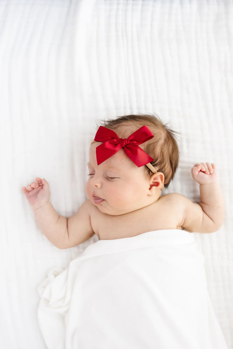 Red Satin Bow | Nylon Headband