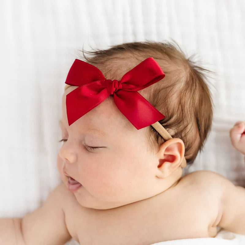 Red Satin Bow | Nylon Headband