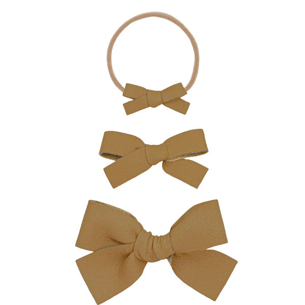 Leather Bow Nylon Headband | Cedar