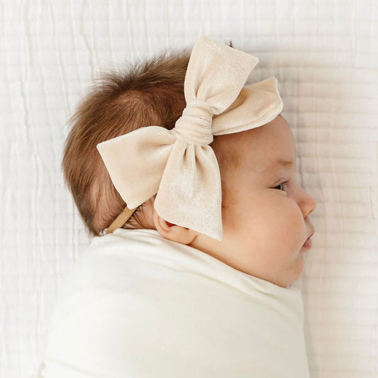 Velvet Nylon Bow | Latte