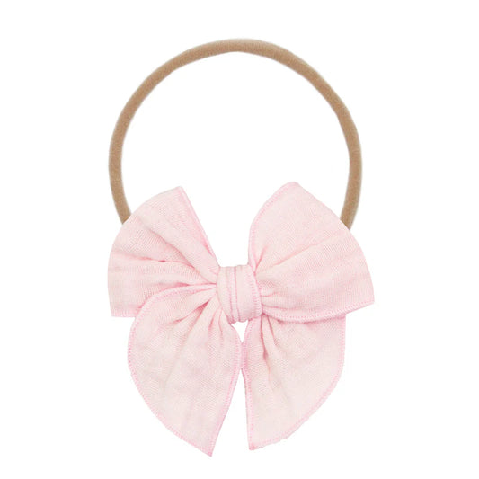 Blush Cloud Muslin Heirloom Bow | Nylon Headband