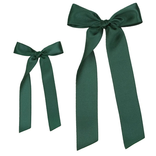 Evergreen Satin Bow | Sash Alligator Clip