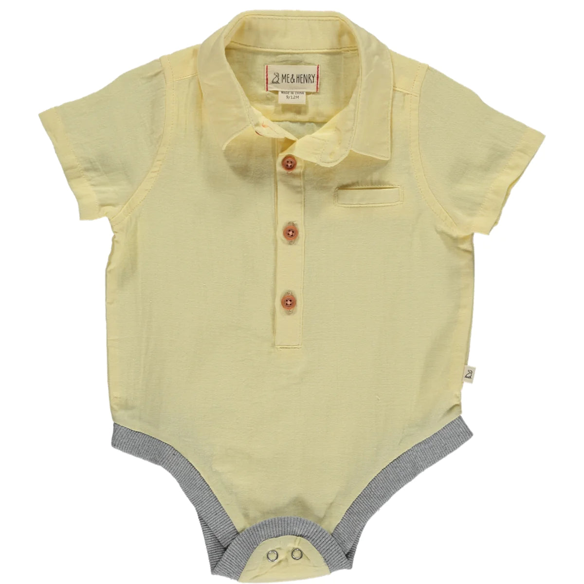 Lemon Woven Collared Onesie