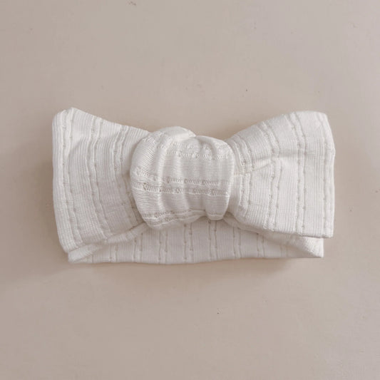 Pointelle Bow Headband | White