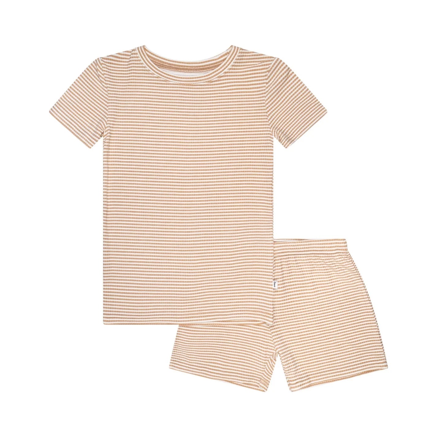 Shorts Two-Piece Bamboo Set | Honey Stripe (Small Ribbed)