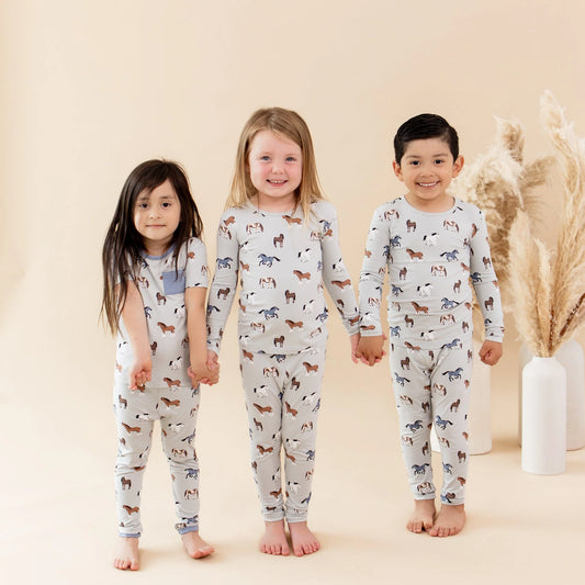 Bamboo Cotton Long Sleeve Pajama Set | Horse