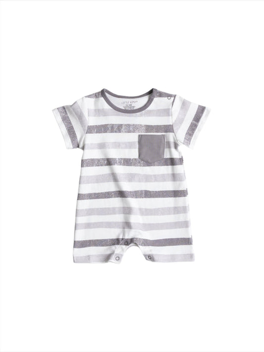 Watercolor Striped Shorty Romper | Charcoal