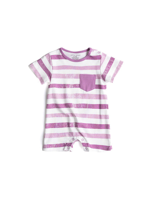 Watercolor Striped Shorty Romper | Dusty Plum