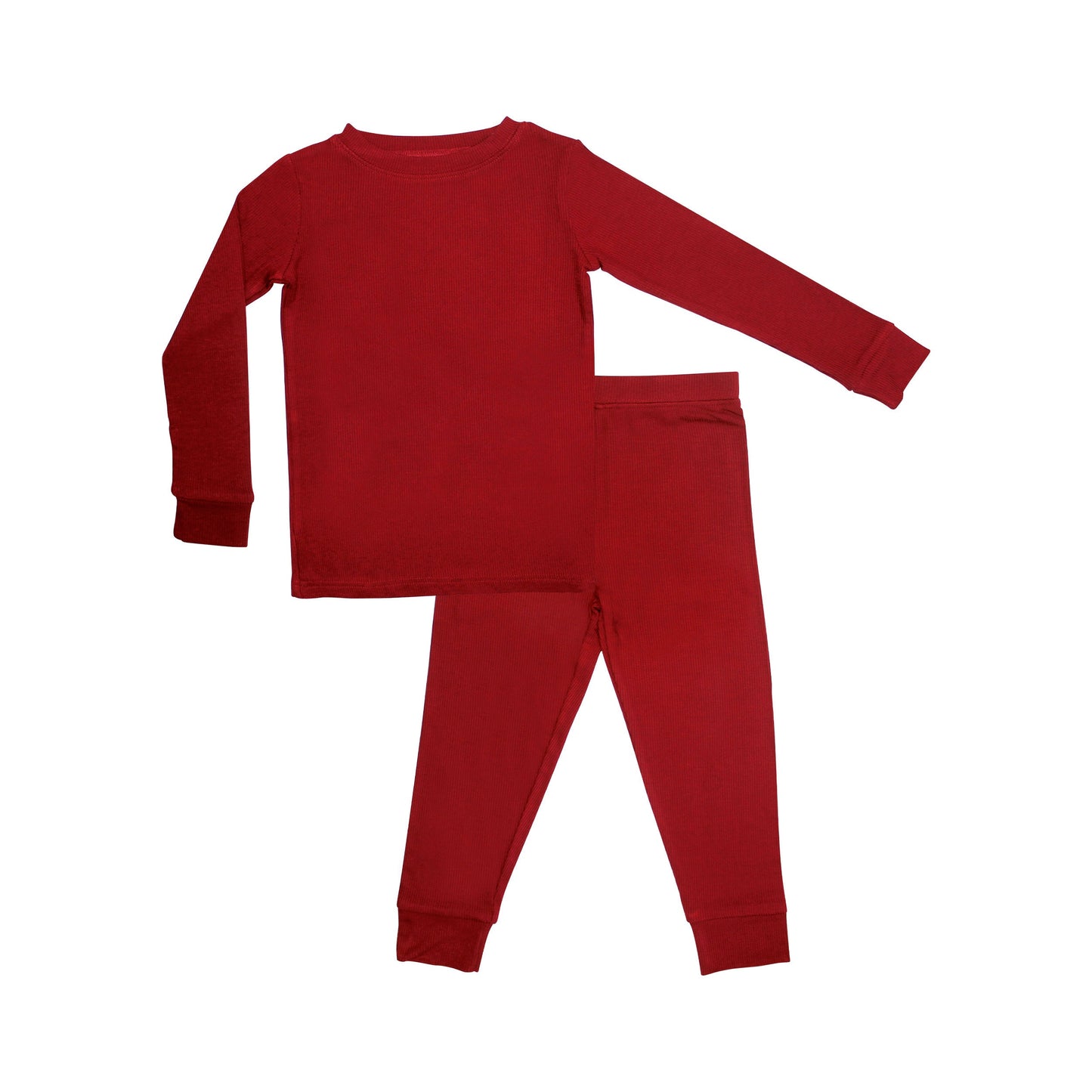 Ribbed Two-Piece Bamboo Pajama Set | Berry Red