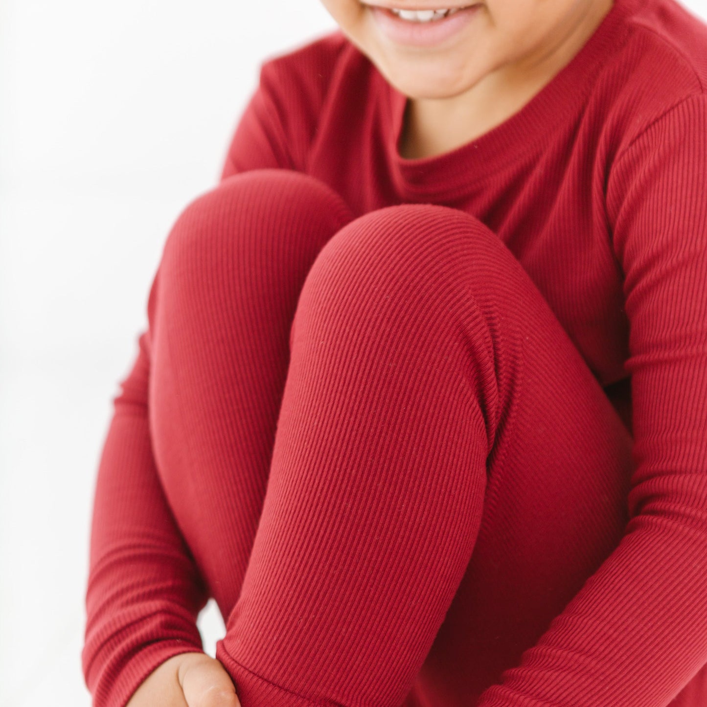 Ribbed Two-Piece Bamboo Pajama Set | Berry Red