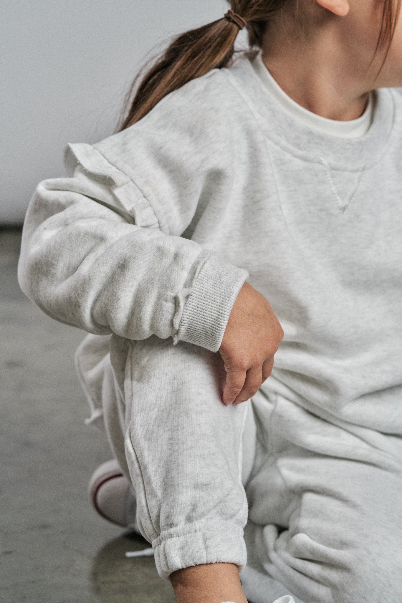 Ruffle Crewneck | Heather Grey