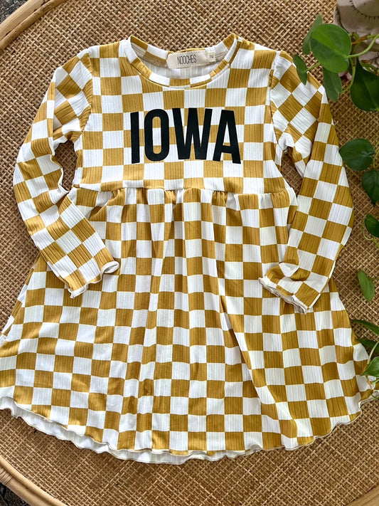 IOWA Check Dress | Mustard