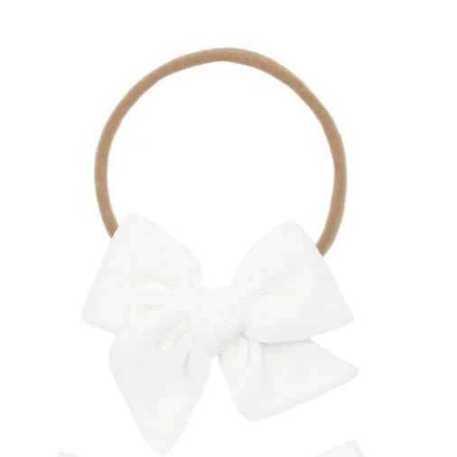 Ivory Velvet Bow | Nylon Headband