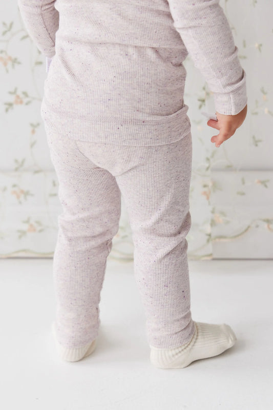 Organic Cotton Fine Rib Legging | Lavender Fleck