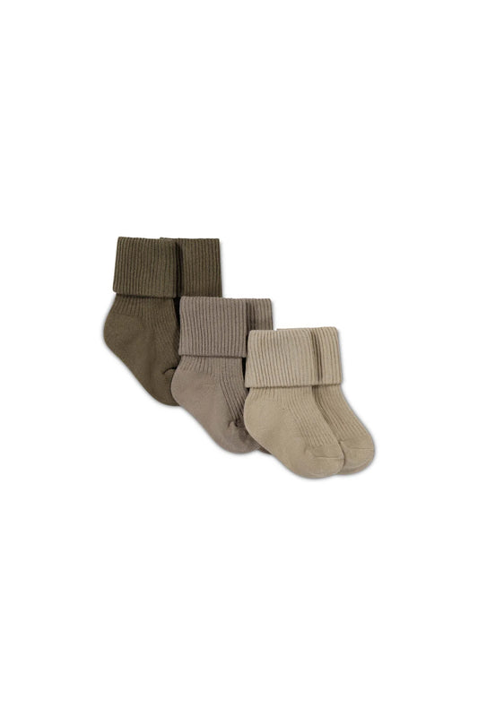 Rib Sock 3-Pack | Bear, Greige, Feather Gray