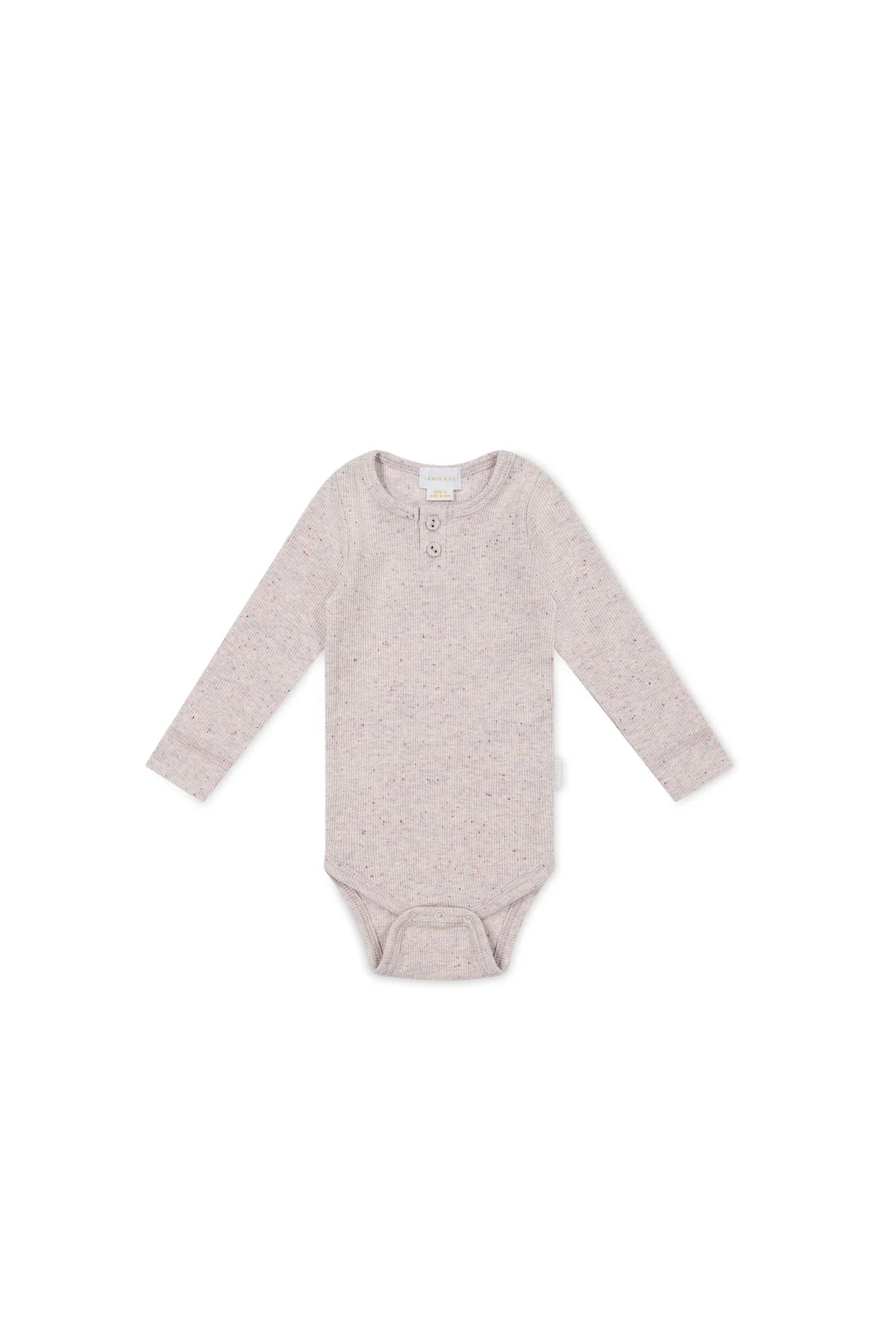 Organic Cotton Fine Rib Long Sleeve Bodysuit | Lavender Fleck