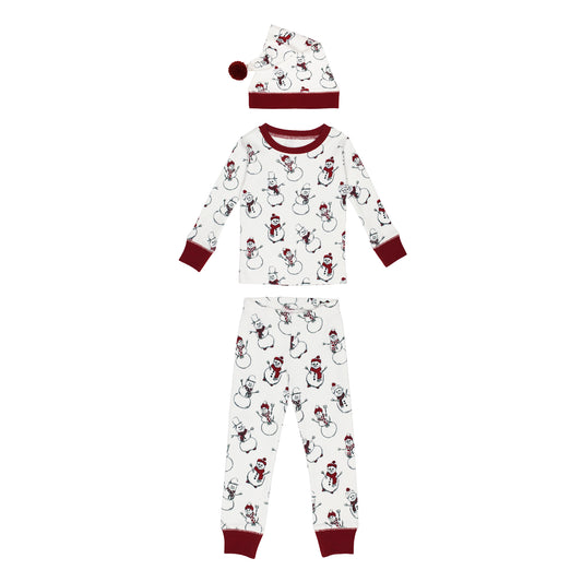 Kids' Organic Holiday PJ & Cap Set | Snow Day