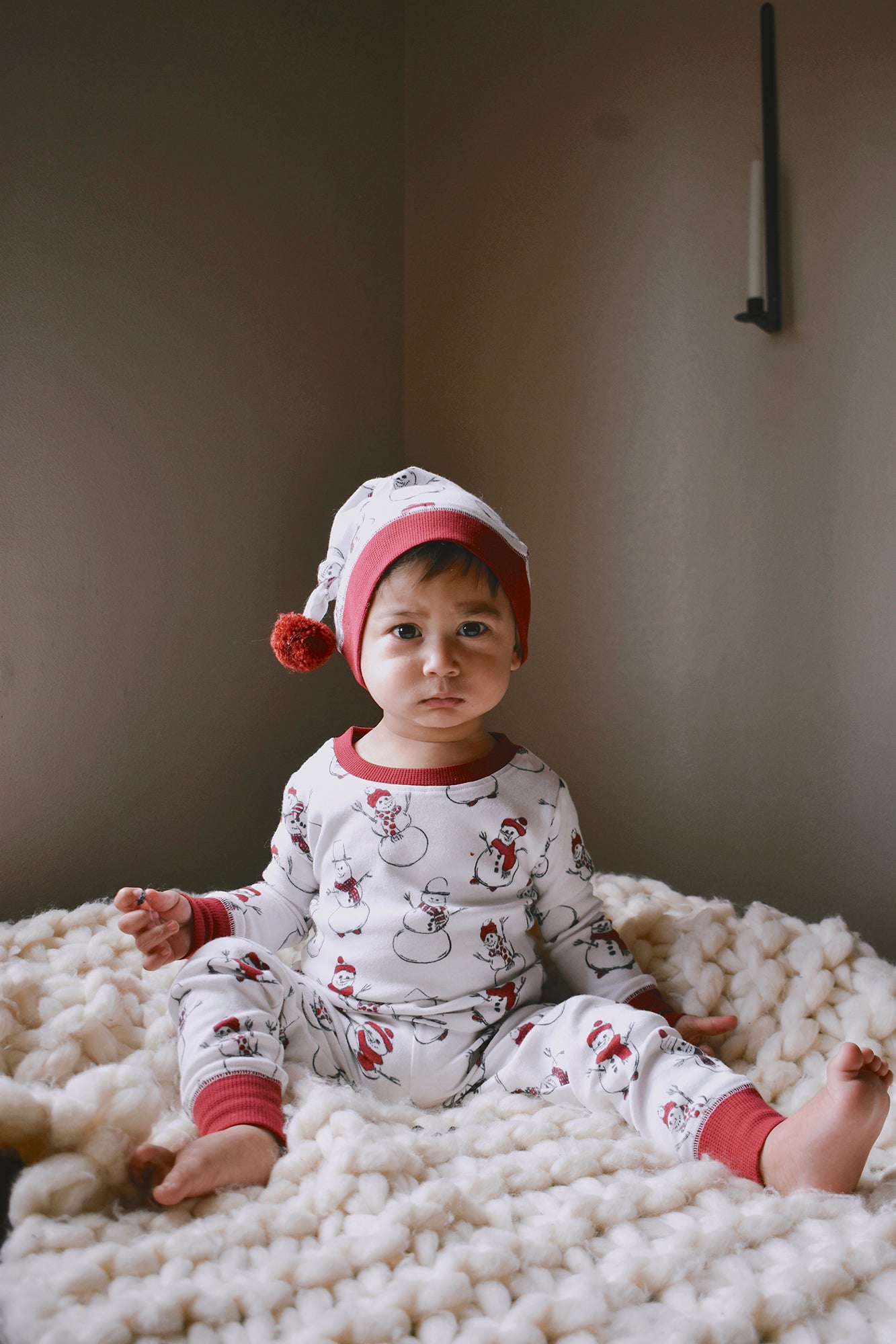 Kids' Organic Holiday PJ & Cap Set | Snow Day